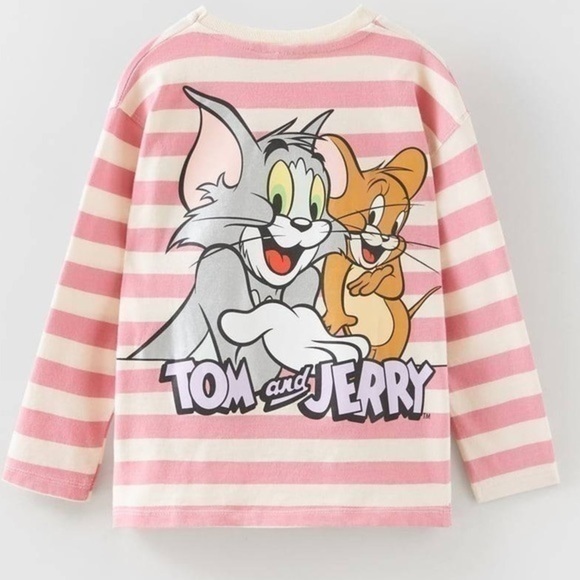ZARA KIDS STRIPED FOIL TOM AND JERRY © &™ WARNER BROS. SHIRT - Picture 1 of 16